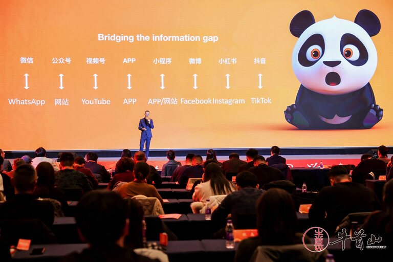 Yereth Jansen presenting China platform ecosystems on stage in China
